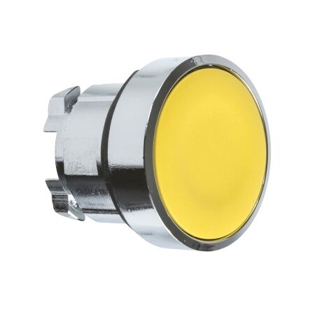 Harmony XB4, push-button head, metal, flush, yellow, 22mm, spring return, unmarked