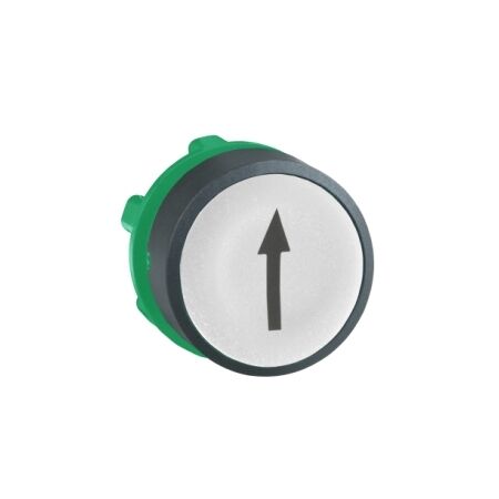 Harmony XB5, push-button head, plastic, flush, white, 22mm, spring return, marked UP ARROW