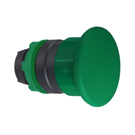 Harmony XB5, Head for non illuminated pushbutton, plastic, green, mushroom 40mm, 22mm, spring return