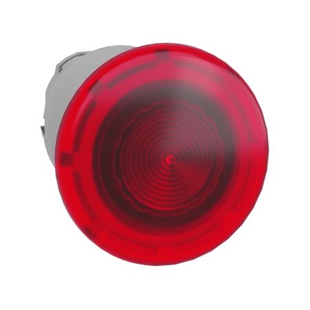 Harmony XB4, Head for illuminated push-button, metal, red mushroom 40mm, 22mm, universal LED, spring return