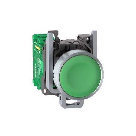 Harmony XB5R, Wireless and batteryless transmitter, push-button, metal, green, 22mm, spring return