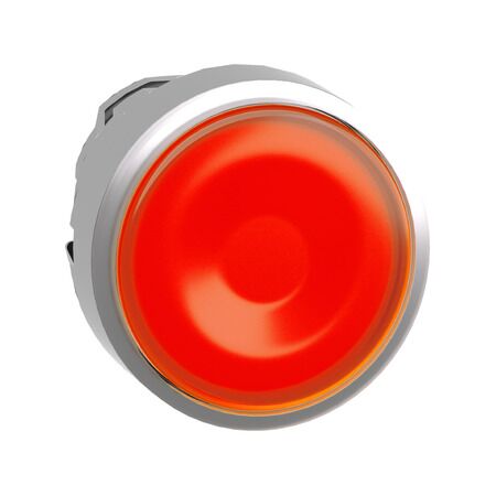 Harmony XB4, Head for illuminated push-button, metal, orange flush, 22mm, universal LED, spring return, plan lens