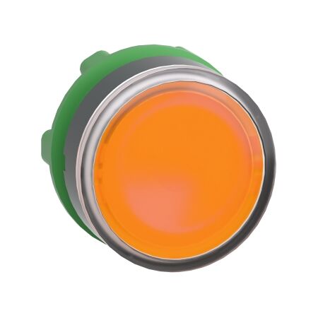 Harmony XB5, Head for illuminated push-button, plastic, orange flush, 22mm, universal LED, spring return, plain lens