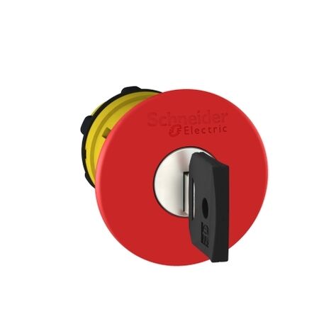 Harmony XB5, Emergency stop head, switching off, plastic, red mushroom 40mm, 22mm, trigger latching key release