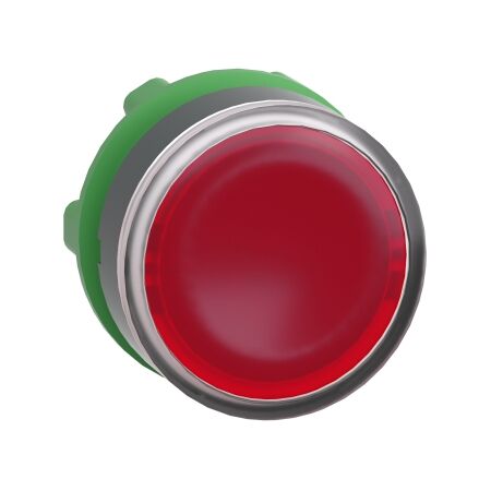 Harmony XB5, Head for illuminated push-button, plastic, red flush, 22mm, universal LED, spring return, plain lens