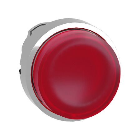 Harmony XB4, Head for illuminated push-button, metal, red projecting, 22mm, universal LED, spring return, plain lens