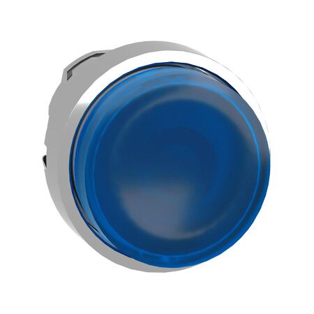 Harmony XB4, Head for illuminated push-button, metal, blue projecting, 22mm, spring return, universal LED, unmarked