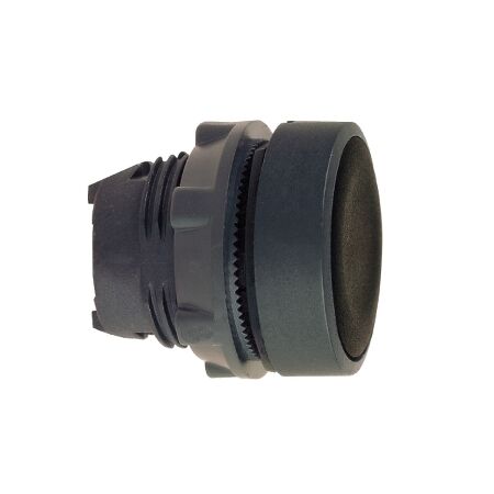 Harmony XB5, push-button head, plastic, flush, black, 22mm, spring return, unmarked