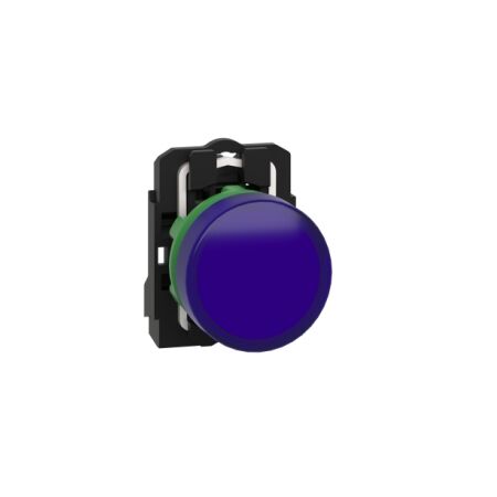 Harmony XB5, Pilot light, grey plastic, blue, 22mm, universal LED, plain lens, 230...240V AC