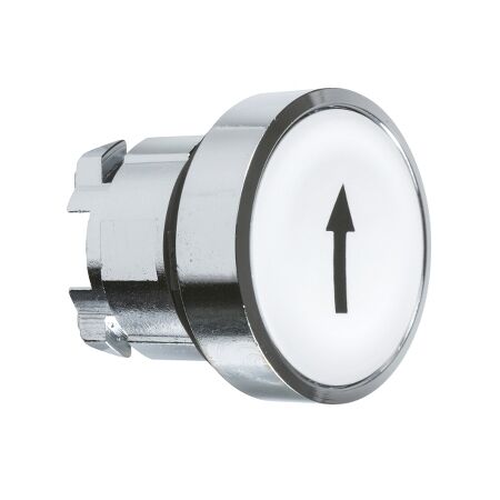 Harmony XB4, push-button head, metal, flush, white, 22mm, spring return, marked UP ARROW