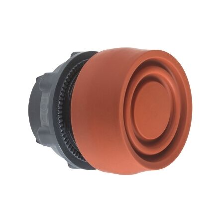 Harmony XB5, push-button head, plastic, flush, red, 22mm, spring return, coloured boot, unmarked
