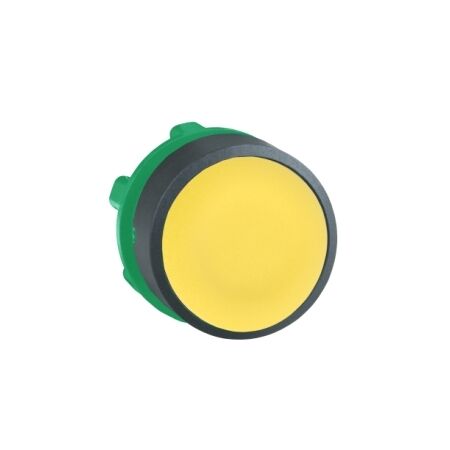 Harmony XB5, push-button head, plastic, flush, yellow, 22mm, spring return, unmarked