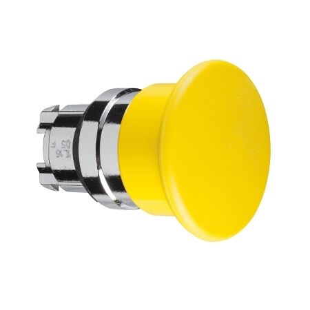 Harmony XB4, Head for non illuminated pushbutton, mushroom 40mm, metal, yellow, 22mm, spring return
