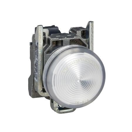 Harmony XB4, Pilot light, grey plastic, white, 22mm, universal LED, plain lens, 230...240V AC