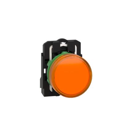 Harmony XB5, Pilot light, grey plastic, orange, 22mm, universal LED, plain lens, 230...240V AC