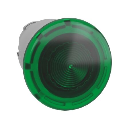 Harmony XB4, Head for illuminated push-button, metal, green mushroom 40mm, 22mm, universal LED, spring return