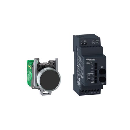 Harmony XB5R, Wireless push-button and configurable receiver with 10 colored caps, metal, Ø22, 24...240 V AC/DC