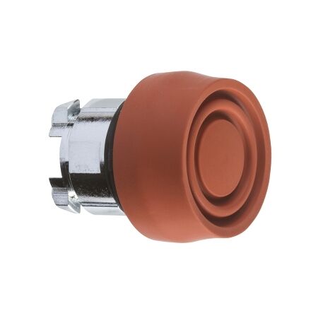 Harmony XB4, Head for non illuminated push-button, red flush pushbutton Ø22 mm spring return unmarked