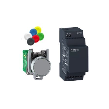 Harmony XB5R, Wireless and batteryless package, Wireless metal 22mm black pushbutton, non configurable receiver, 24V DC