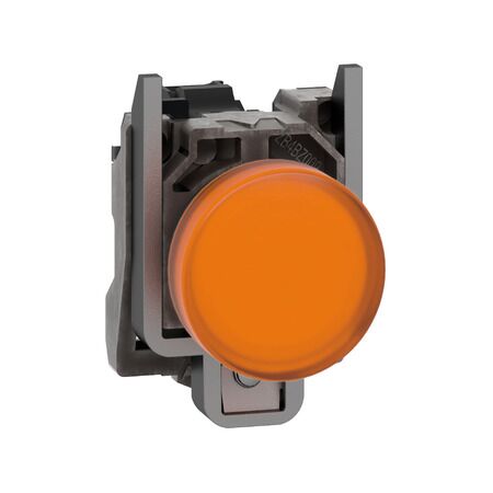 Harmony XB4, Pilot light, grey plastic, orange, 22mm, universal LED, plain lens, 24V AC DC