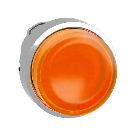 Harmony XB4, Head for illuminated push-button, metal, orange projecting, 22mm, universal LED, spring return, plain lens