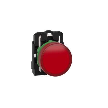 Harmony XB5, Pilot light, grey plastic, red, 22mm, universal LED, plain lens, 24V AC DC
