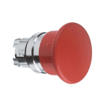 Harmony XB4, Head for non illuminated pushbutton, mushroom 40mm, metal, red, 22mm, spring return