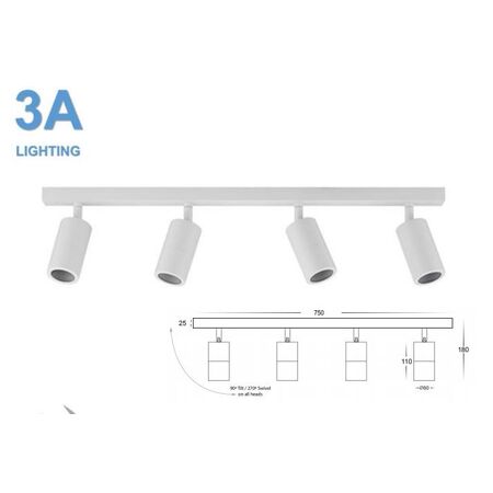 4 Lights On The Bar White