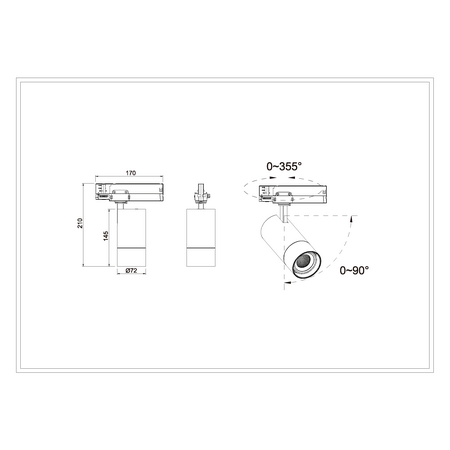 LED Zoom Track Light 20w 4 Wire
