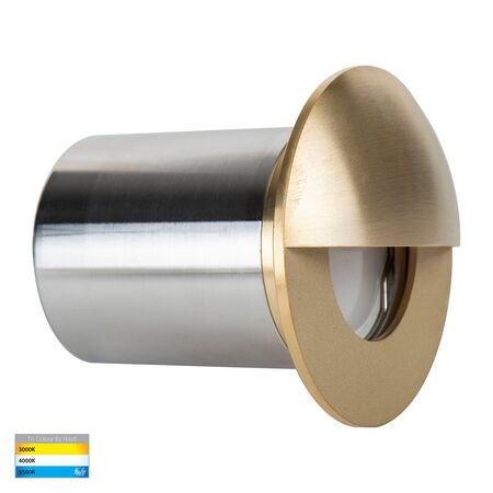 Ollo Brass TRI Colour LED Step Light With Eyelid