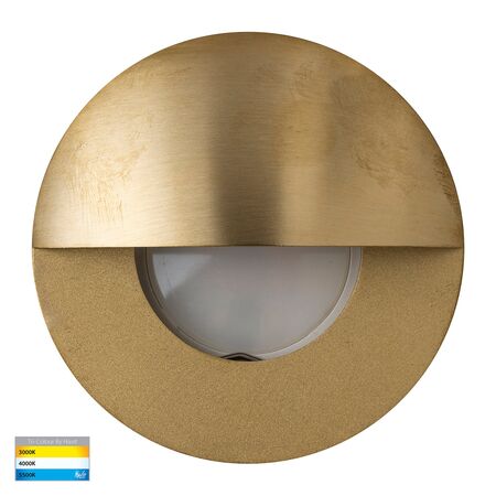Ollo Brass TRI Colour LED Step Light With Eyelid