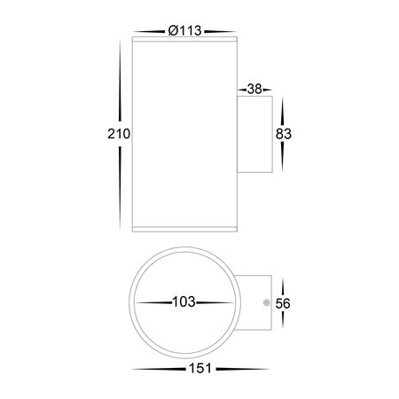 Porter Large Black Up & Down LED Wall Light