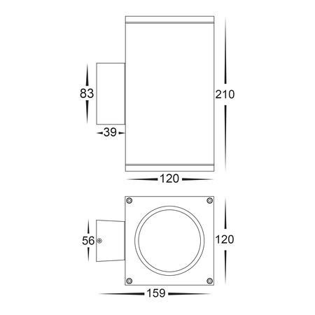 Porter Square White Up & Down LED Wall Light