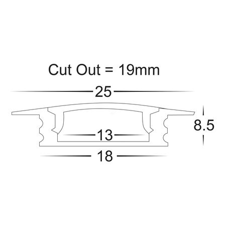 Black Shallow Square Winged Aluminium Profile