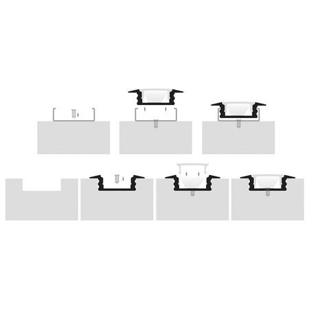 White Shallow Square Winged Aluminium Profile