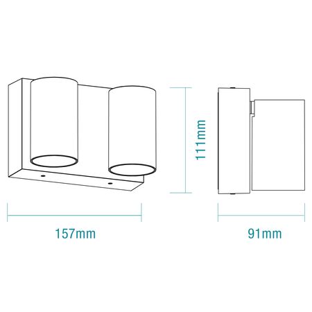 Capri LED Double Spot 2 x 9W Tricolour IP65 with PIR Sensor Exterior White