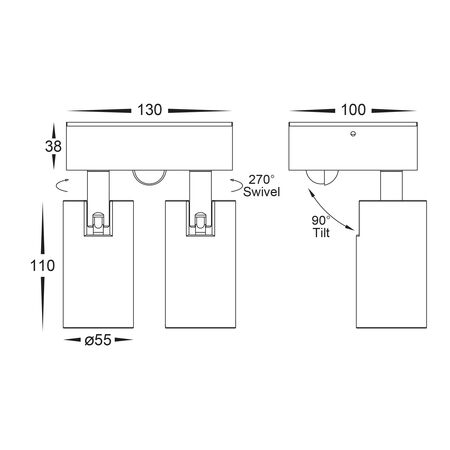 Revo White Double Adjustable Wall Light With Sensor