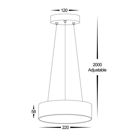 Nella 220mm Black 20w Round Pendant
