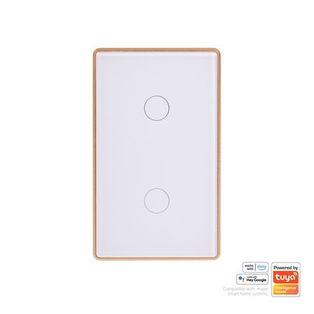 Wifi 2 Gang White with Gold Trim Wall Switch