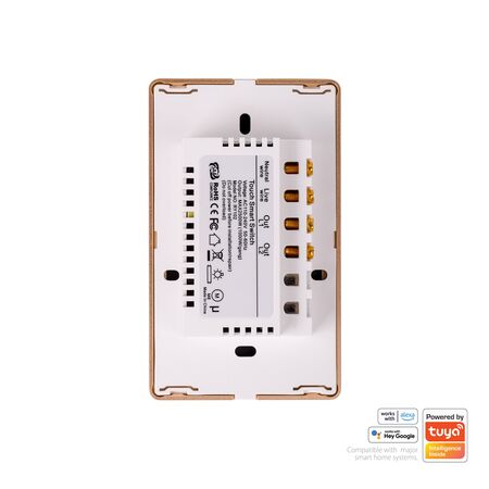 Wifi 2 Gang White with Gold Trim Wall Switch