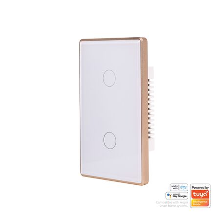 Wifi 2 Gang White with Gold Trim Wall Switch