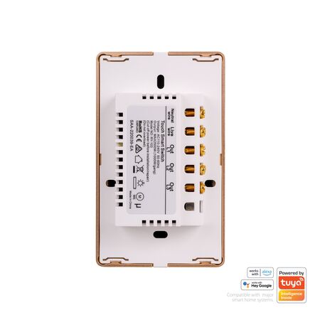 Wifi 3 Gang White with Gold Trim Wall Switch