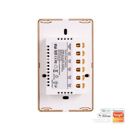 Wifi 4 Gang White with Gold Trim Wall Switch