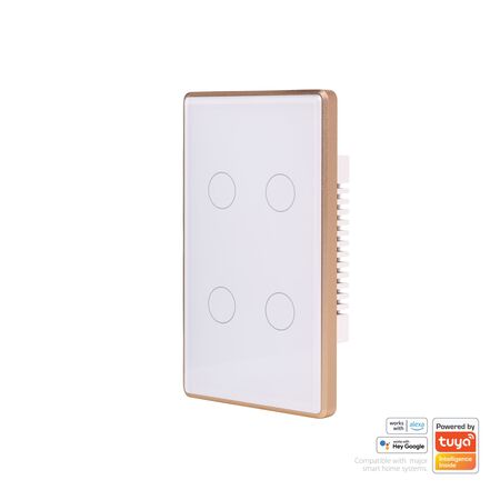 Wifi 4 Gang White with Gold Trim Wall Switch