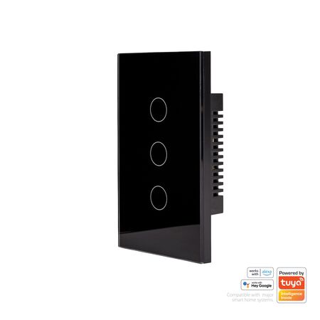 Wifi 3 Gang Black Wall Switch