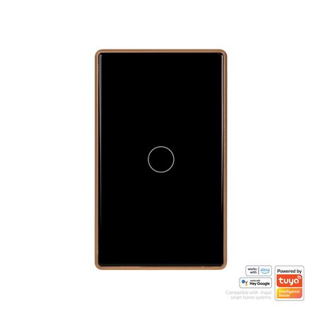 Wifi Single Gang Black with Gold Trim Wall Switch