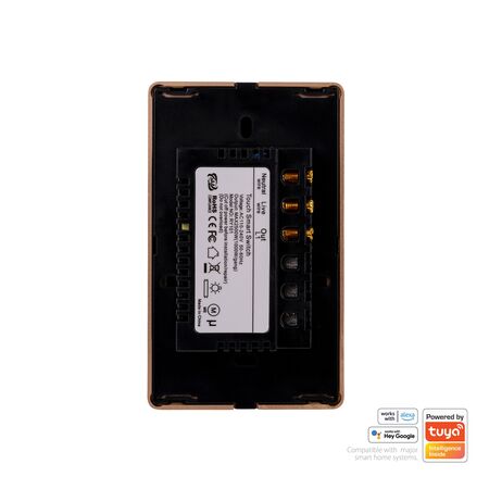 Wifi Single Gang Black with Gold Trim Wall Switch