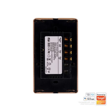 Wifi 2 Gang Black with Gold Trim Wall Switch