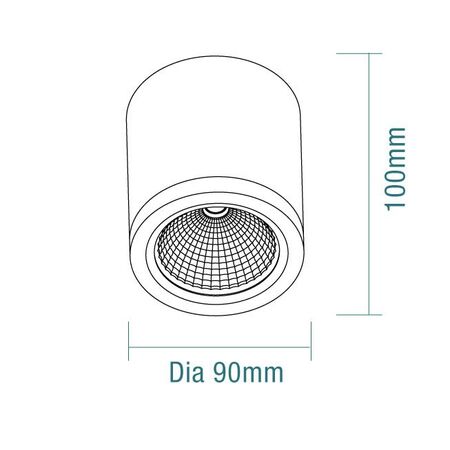 Kobi 10W Tricolour LED Surface Mounted Downlight Matt Black