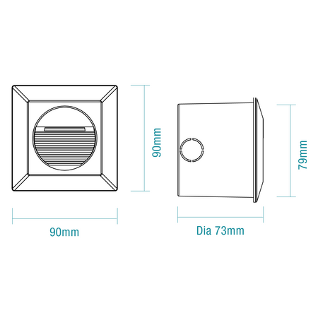Quattro 3W LED Tricolour IP54 Reccessed Step Light Matt Black